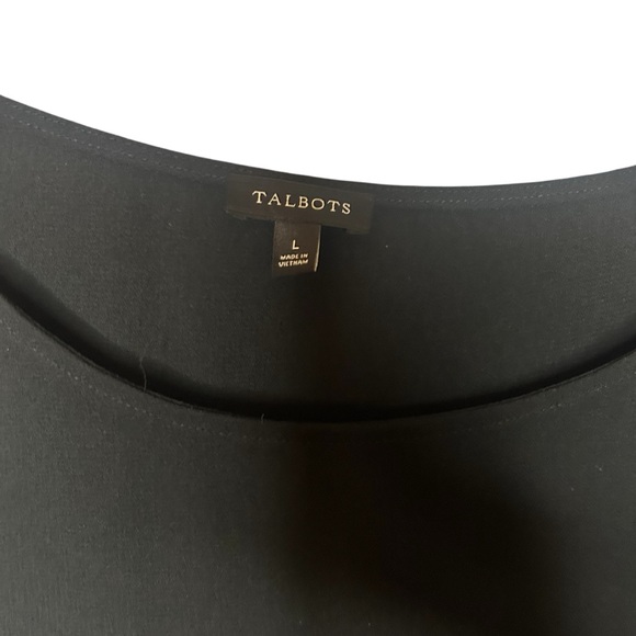 Talbots black bell sleeve blouse tie cuffs trim detail size large - Picture 3 of 11